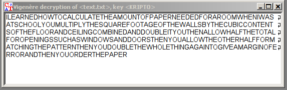 text decrypted with KRIPTO key
